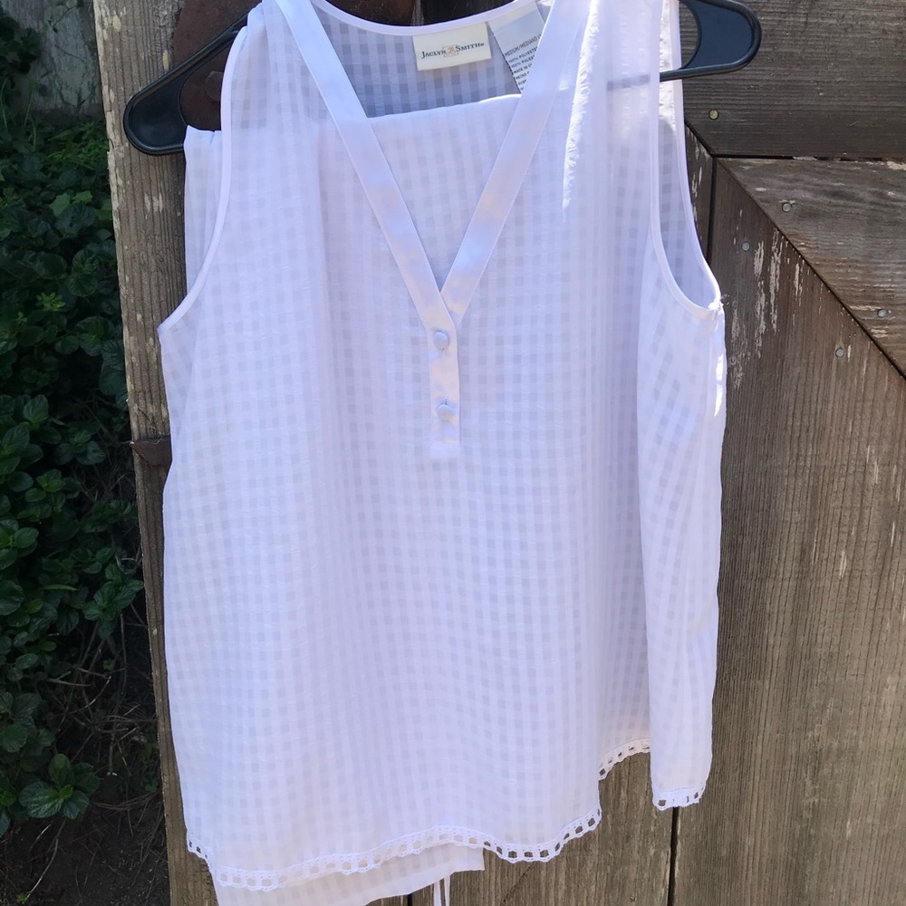 Pajama set, sheer white